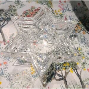 STAR OF DAVID PbO 24% Lead Crystal Votive Tea Light Candle Holder WMF GERMANY 3D